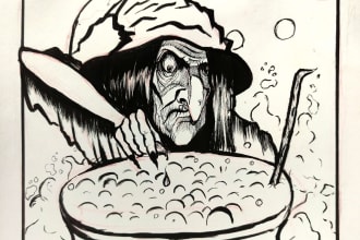 make ink illustrations like portraits,imaginative ideas,landscape,halloween art