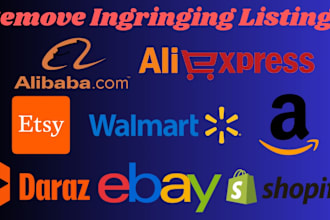 delete copyright infringing products listing shopify ebay,,etsy,amazon,by dmca