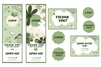 create you packaging sticker, thank you card and logo sticker