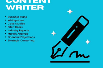 provide expert business plans, market research, financial plans, and SEO content