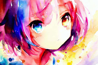 create a anime watercolor painting