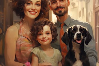 draw family portrait art , portrait art