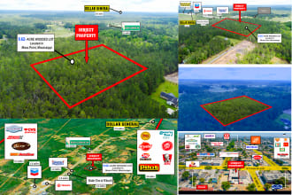 real estate aerial map, custom retail location map, property line