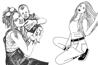 draw realistic pencil sketch and outline trace perfectly