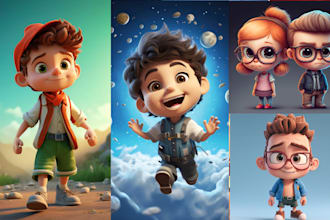 design 3d pixar style cartoon character, avatar logo banner ai art image