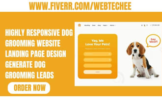 design dog grooming website pet care dog grooming landing page dog grooming lead