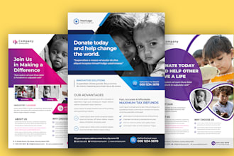 charity, donation, nonprofit, fundraising flyer and social media post design