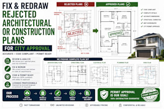 fix and redraw rejected architectural or construction plans for city approval