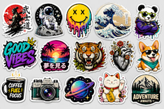 do custom sticker designs,typography sticker designs within 1 hour