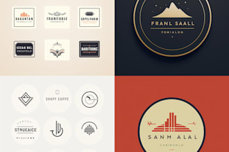 do modern line art text or badge logo design