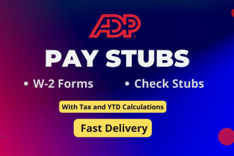 create w2 adp check stubs and adp pay stubs for apt etc