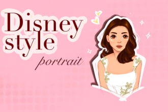 draw cute disney style cartoon portrait of you or your pet