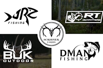 do unique hunting fishing outdoor adventure and deer logo