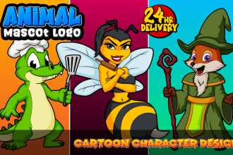 design a animal cartoon mascot character , custom logo