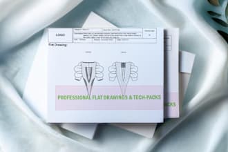 create professional fashion technical sketch and tech packs
