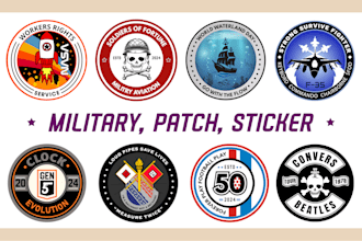 design unique logo, stickers, military, army, badges, skulls, patches and labels
