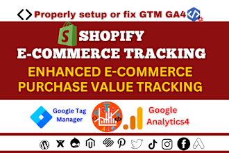 setup or fix google analytics4, ga4 shopify ecommerce tracking via GTM,gads