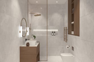 design modern bathroom interior design and 3d rendering