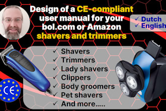 write ce compliant user manual for shavers and trimmers of bol amazon products