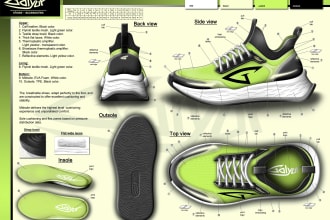 create a new shoe design and  techpack for production