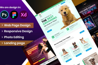 create high quality landing page design figma, photoshop, xd