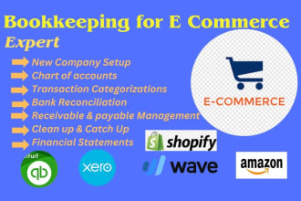 bookkeeping using quickbooks, xero and wave for ecommerce