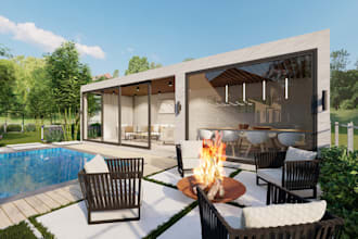 design landscape, backyard, front yard, patio, garden and swimming pool