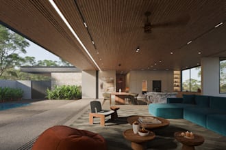 create a 3d interior for a residential building