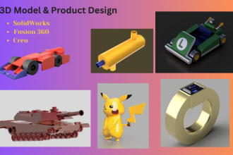 do 3d model, product design on solidworks, fusion 360, creo