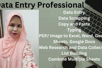 do data entry, PDF, image conversion in any form, data scraping, wave accounting