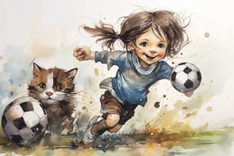 draw watercolor children book illustration, cover art, comic, christmas