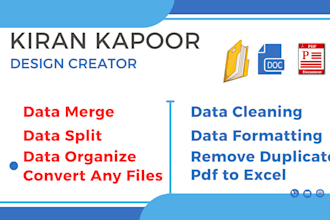 manually data entry, split, merge, typing, convert pdf