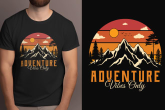 do custom vintage adventure hiking t shirt design retro outdoor graphic tee