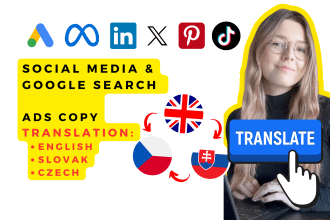 translate ad copy text to english, slovak, czech and vice versa