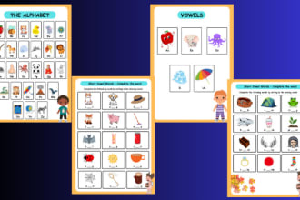 design custom worksheets and activity book for school kids