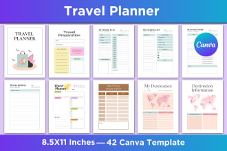 give you 42 pages canva editable travel planner template