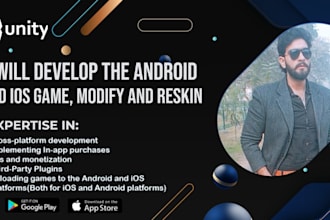 develop your game 2d 3d with unity for mobile android,IOS or web PC