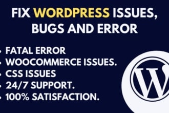 do wordpress bugs fix, fix wordpress issues, wordpress errors
