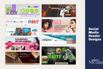 design your social media header for facebook, youtube etc