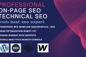 do on page and technical SEO for wix, squarespace, webflow and wordpress website