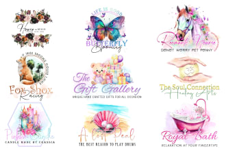 design unique feminine watercolor boho logo