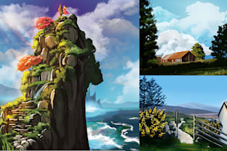 professional 2d background art for games or animation