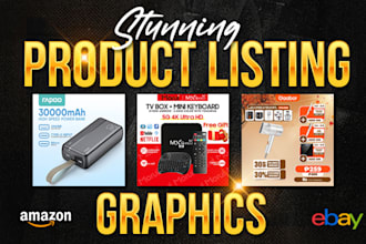 design product listing graphics for amazon, shopify, ebay