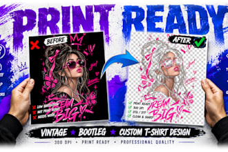 make your design print ready with transparent background, halftone, dtf and dtg