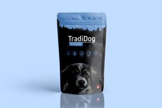 design pet food packaging, label design, pouch and more