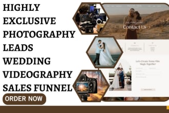 generate wedding photography event planner videography landing page sales funnel