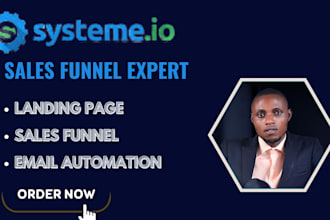 design systeme io sales funnel, systeme io, landing page, and automation