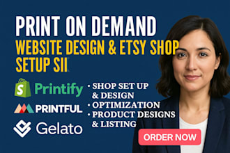 setup etsy shopify print on demand for printful printify gelato shineon gooten