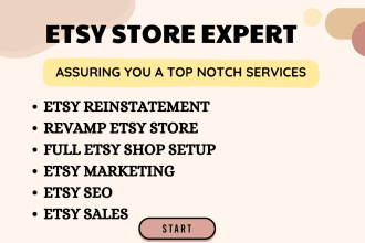 do etsy reinstatement for etsy shop, etsy shop set up, revamp etsy store, seo