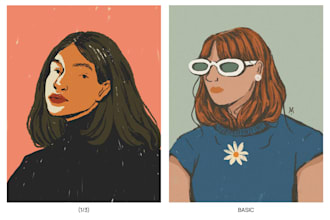 illustrate people portraits with semi realist style